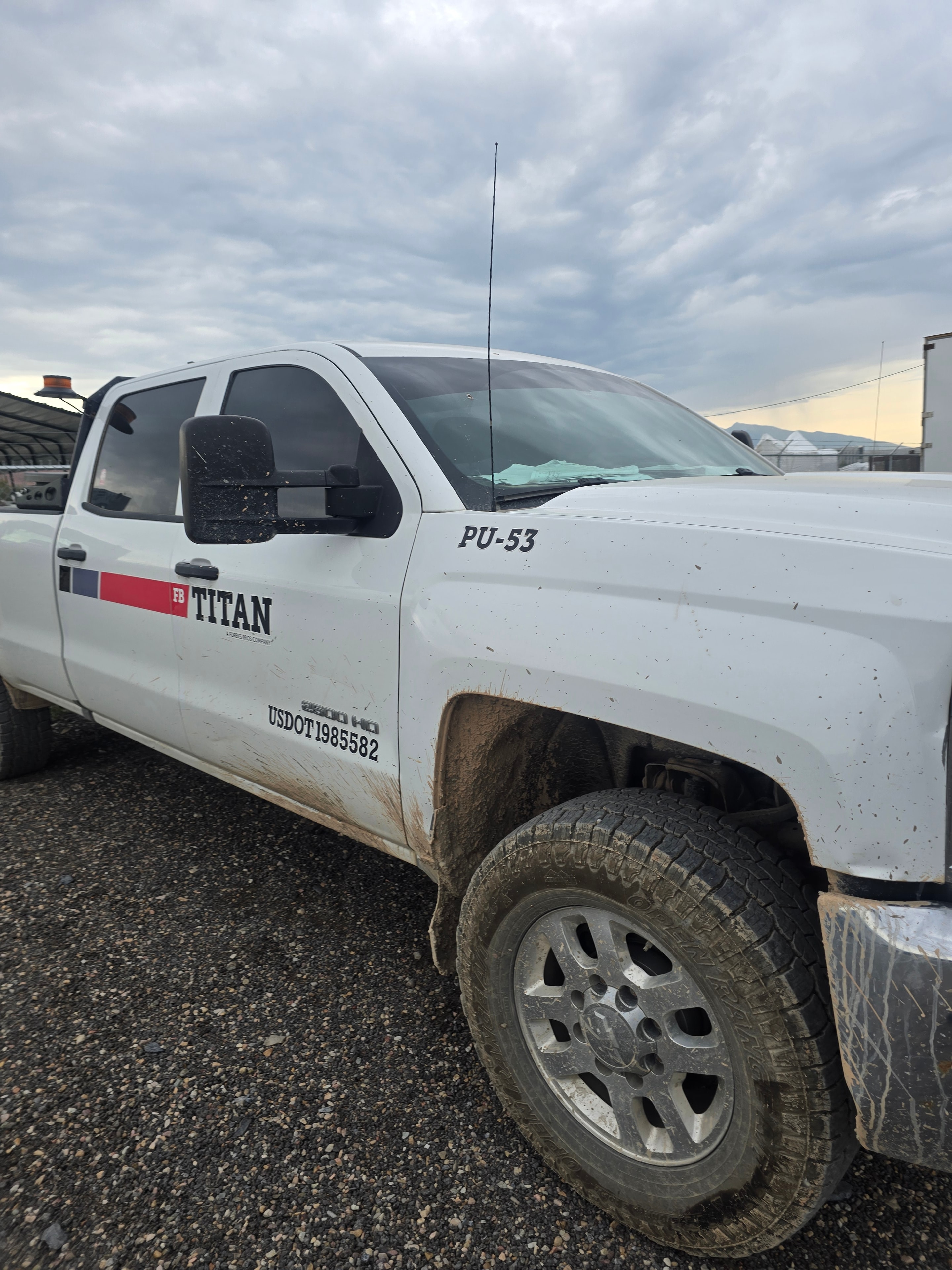 Titan pickup truck PU-53 door panel before washing — mud and road film buildup