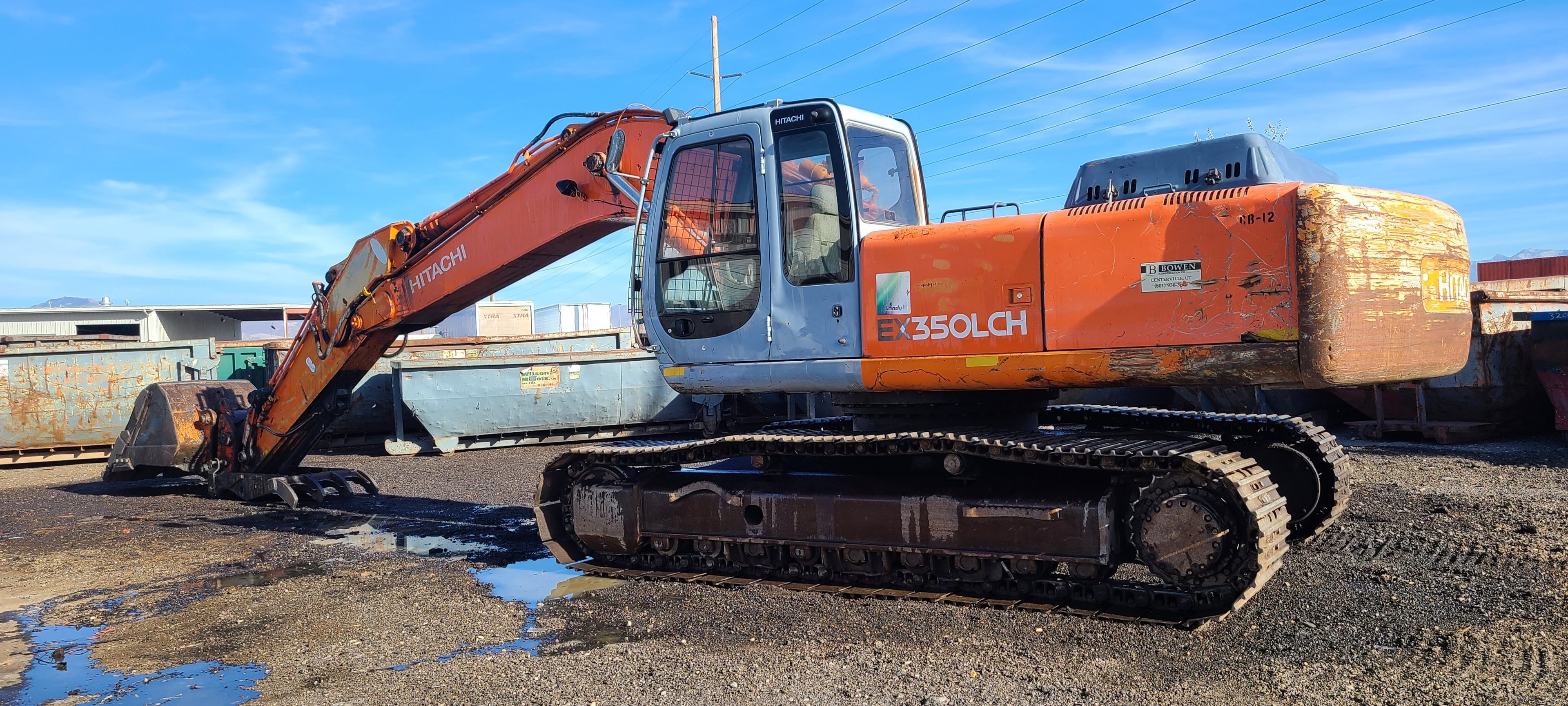 Hitachi EX350LCH excavator — after heavy equipment pressure washing, Salt Lake City Utah
